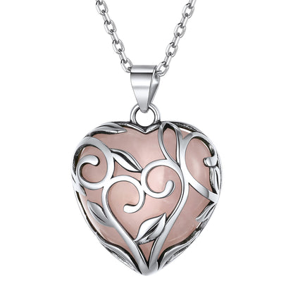 Sterling Silver Celtic Heart Birthstone Healing Stone Necklace