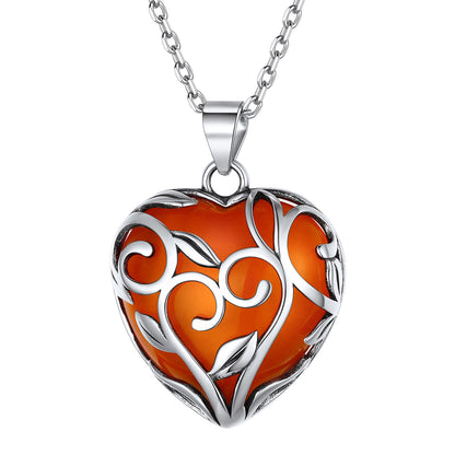 Sterling Silver Celtic Heart Birthstone Healing Stone Necklace