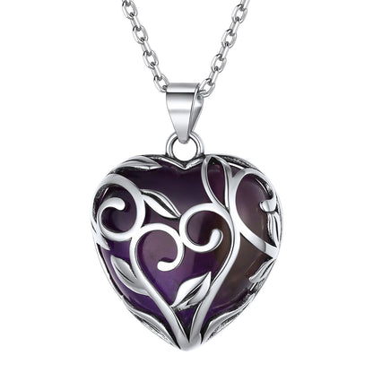 Sterling Silver Celtic Heart Birthstone Healing Stone Necklace