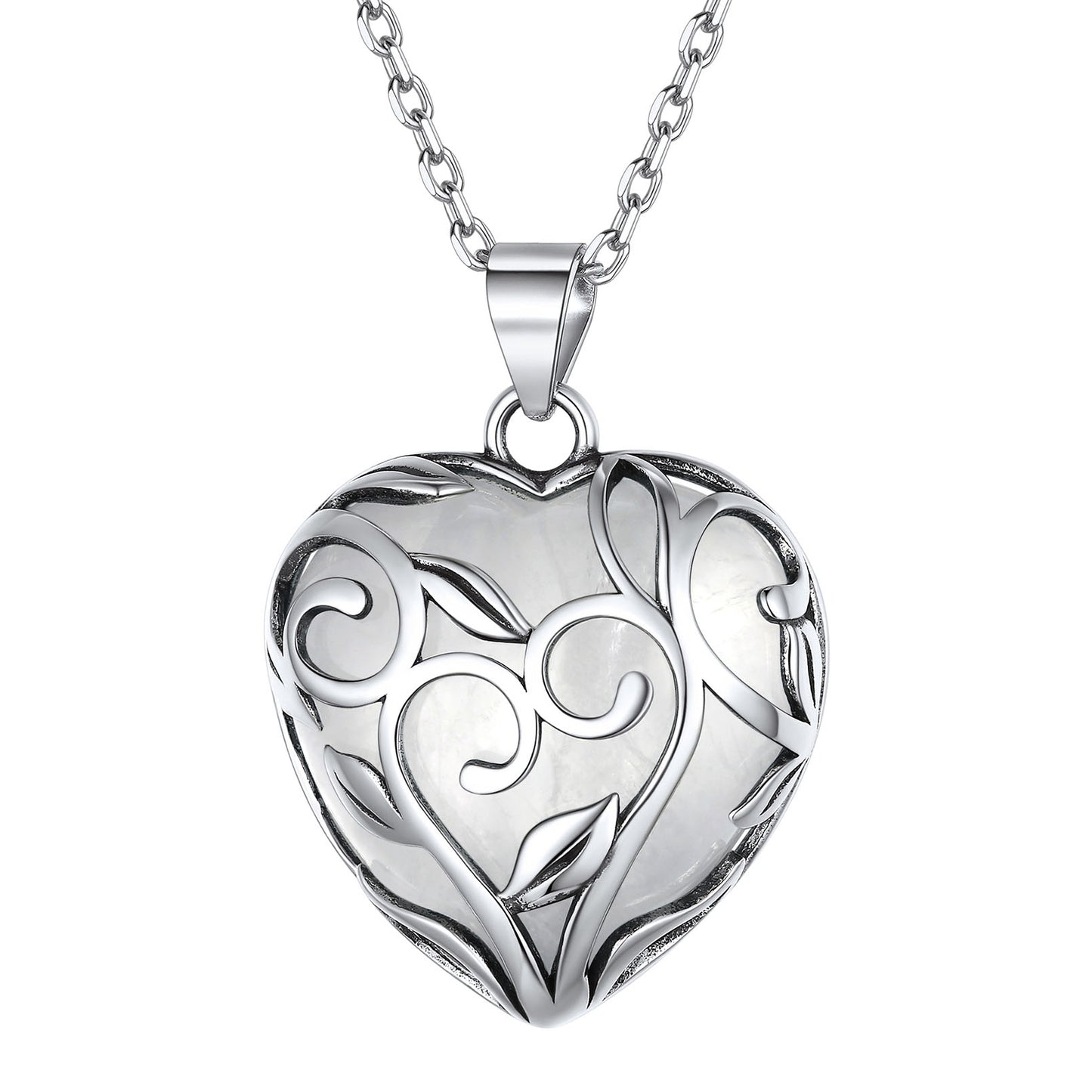 Collier en argent sterling avec pierre de naissance et pierre de guérison en forme de cœur celtique