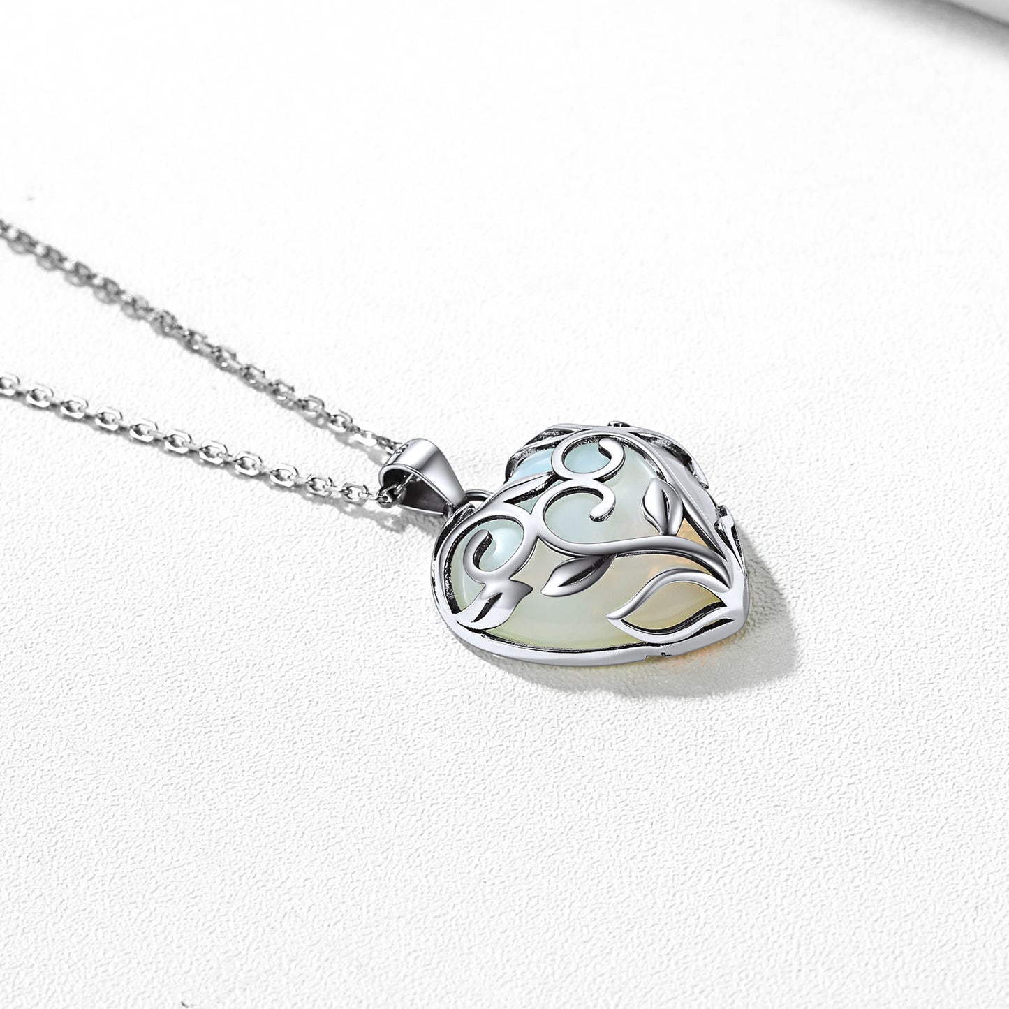Sterling Silver Celtic Heart Birthstone Healing Stone Necklace