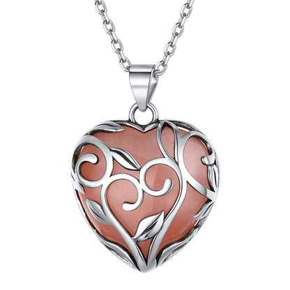 Sterling Silver Celtic Heart Birthstone Healing Stone Necklace