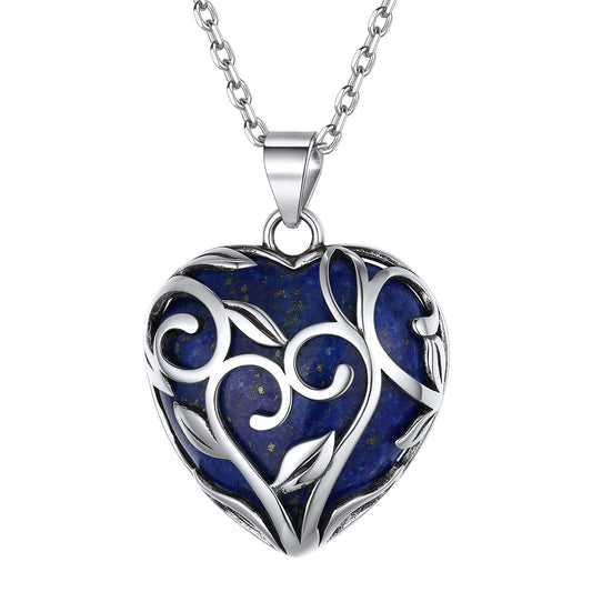 Sterling Silver Celtic Heart Birthstone Healing Stone Necklace