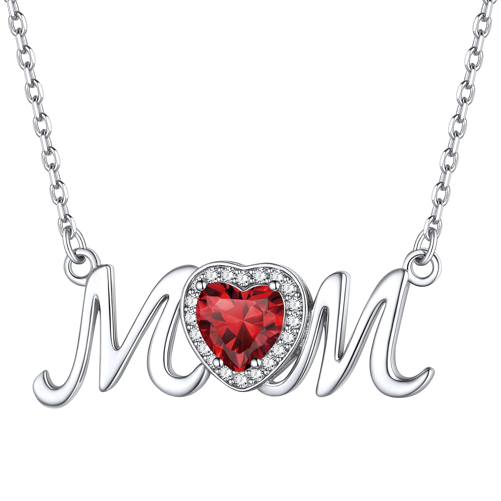 Birthstone Mom Necklace Garnet