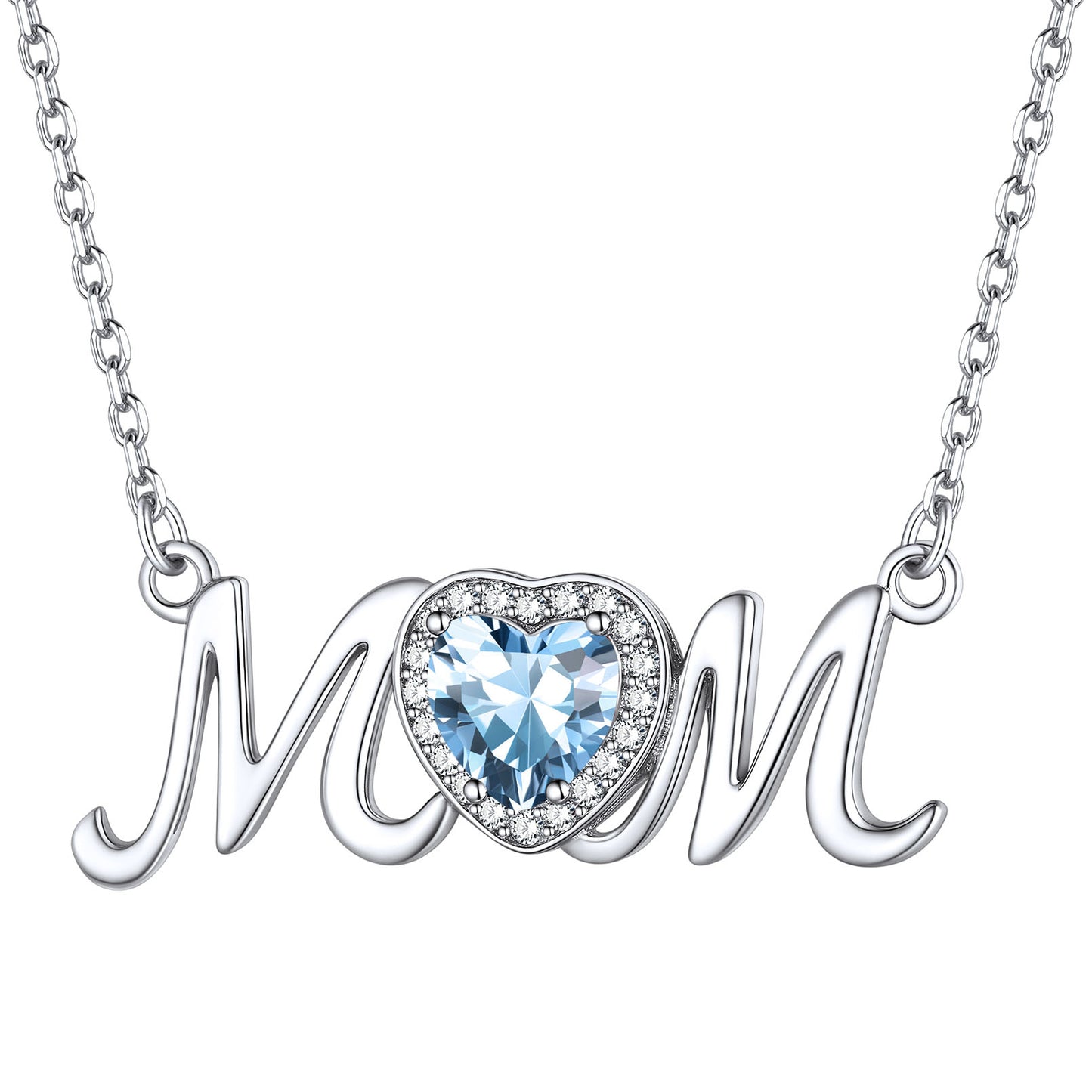Birthstone Mom Necklace Aquamarine
