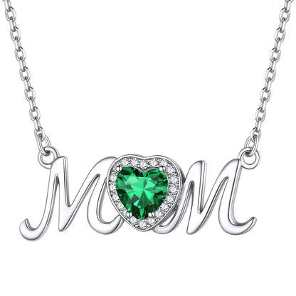 Birthstone Mom Necklace Emerald