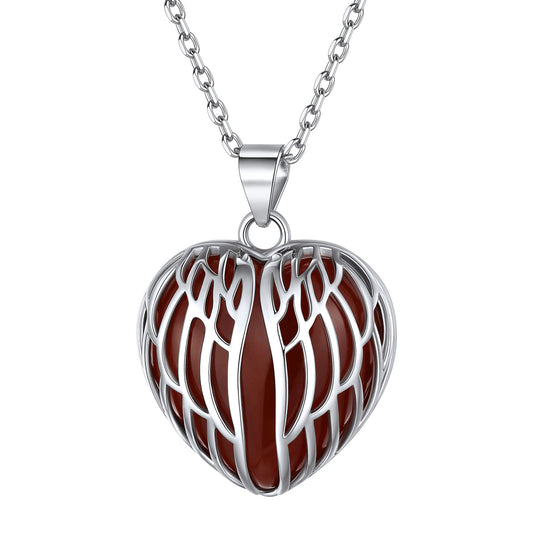 ⚡Flash Sale Sterling Silver Angel Wings Heart Healing Crystal Necklace