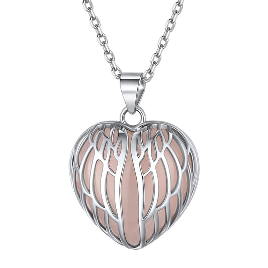 ⚡Flash Sale Sterling Silver Angel Wings Heart Healing Crystal Necklace