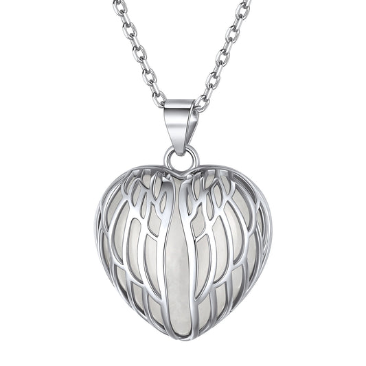 ⚡Flash Sale Sterling Silver Angel Wings Heart Healing Crystal Necklace