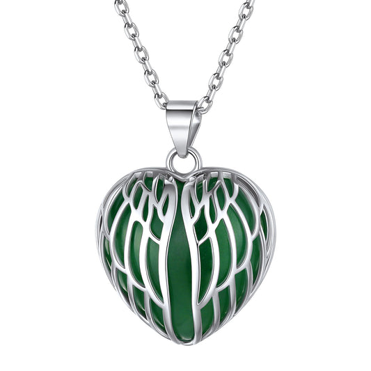 ⚡Flash Sale Sterling Silver Angel Wings Heart Healing Crystal Necklace