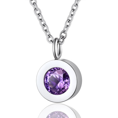 Personalized Round Cut Birthstone Necklace for Women BIRTHSTONES JEWELRY