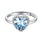 Adjustable Sterling Silver Heart Halo Birthstone Ring