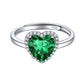 Adjustable Sterling Silver Heart Halo Birthstone Ring