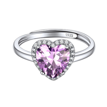 Alexandrite Halo Ring Sterling Silver Heart Shape June Birthstone BIRTHSTONES JEWELRY