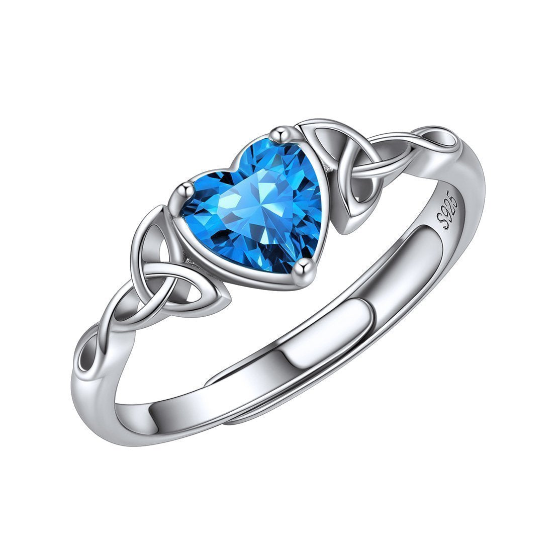 Sterling Silver Celtic Knot Promise Ring For Women With December Tanzanite BIRTHSTONES JEWELRY