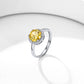 Sterling Silver Birthstone Round Cut Halo Promise Ring