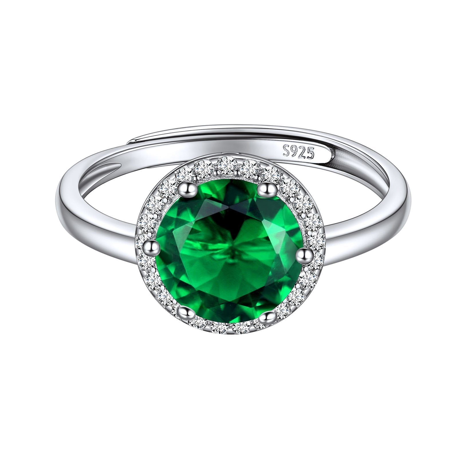August Birthstone Peridot Halo Promise Ring Sterling Silver Round Cut BIRTHSTONES JEWELRY
