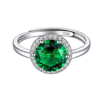 August Birthstone Peridot Halo Promise Ring Sterling Silver Round Cut BIRTHSTONES JEWELRY