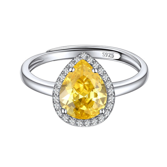 Amethyst February Birthstone Halo Promise Ring Teardrop Sterling Silver BIRTHSTONES JEWELRY