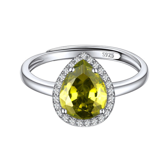 Amethyst February Birthstone Halo Promise Ring Teardrop Sterling Silver BIRTHSTONES JEWELRY