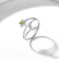 Silver Adjustable Moon Star Birthstone Ring For Women