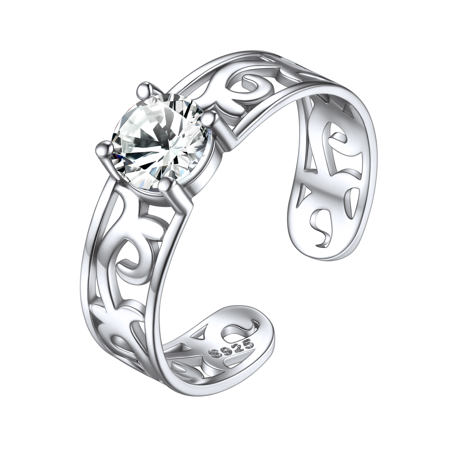 Sterling Silver Celtic Knot Birthstone Open Ring