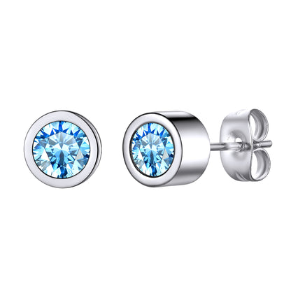 Personalized Round Cut Birthstone Stud Earrings for Women BIRTHSTONES JEWELRY