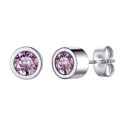 Personalized Round Cut Birthstone Stud Earrings for Women BIRTHSTONES JEWELRY