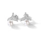 Cubic Zirconia Dolphin Tail Pearl Stud Earrings Sterling Silver
