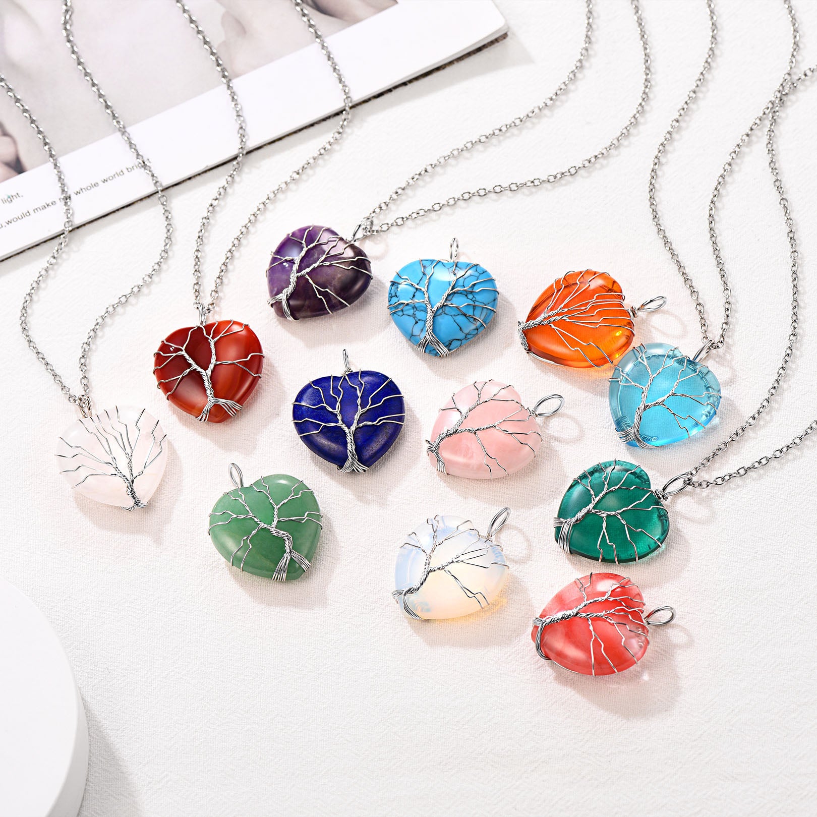 Tree Of Life Resin Necklace Pendant Natural Quartz Aura Healing Crystal  Point Chakra Jewelry Set From Sevenstonejewelry, $8.75 | DHgate.Com