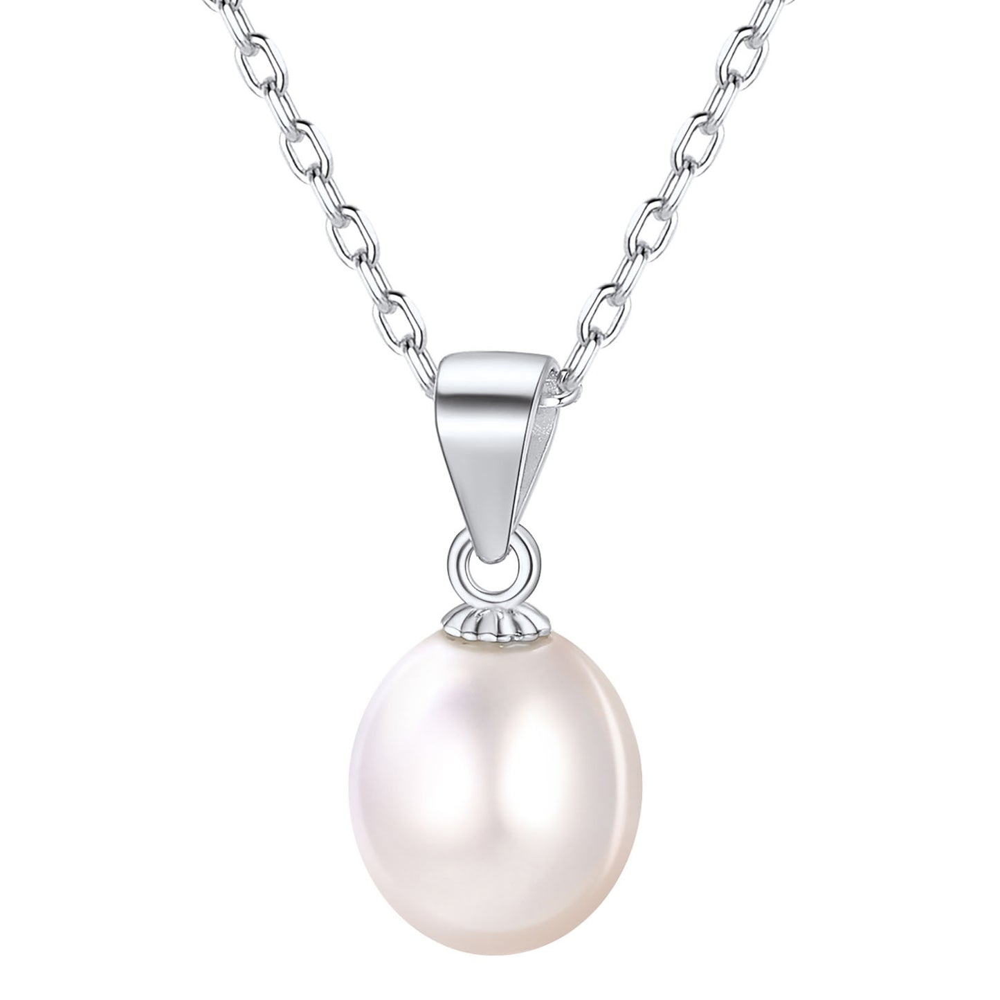 Collier classique à pendentif en argent sterling avec une seule perle