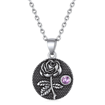 Sterling Silver Birth Flower Necklace With Birthstone