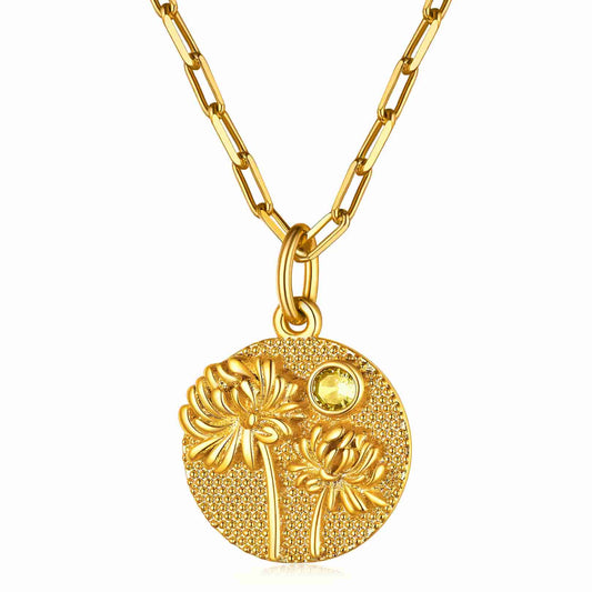 Collar personalizado con flor de nacimiento y piedra de nacimiento para mujer