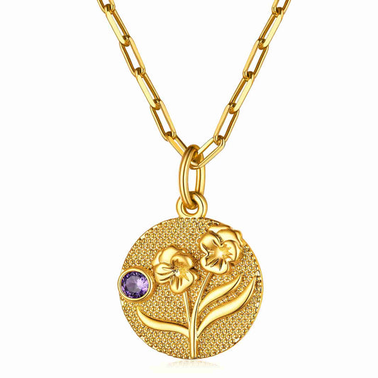 Personalized Birth Flower Birthstone Necklace for women