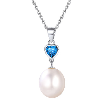 Sterling Silver Heart Pearl Birthstone Pendant Necklace