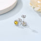 Boucles d'oreilles à tige en argent sterling avec pierre de naissance et halo de zircones cubiques