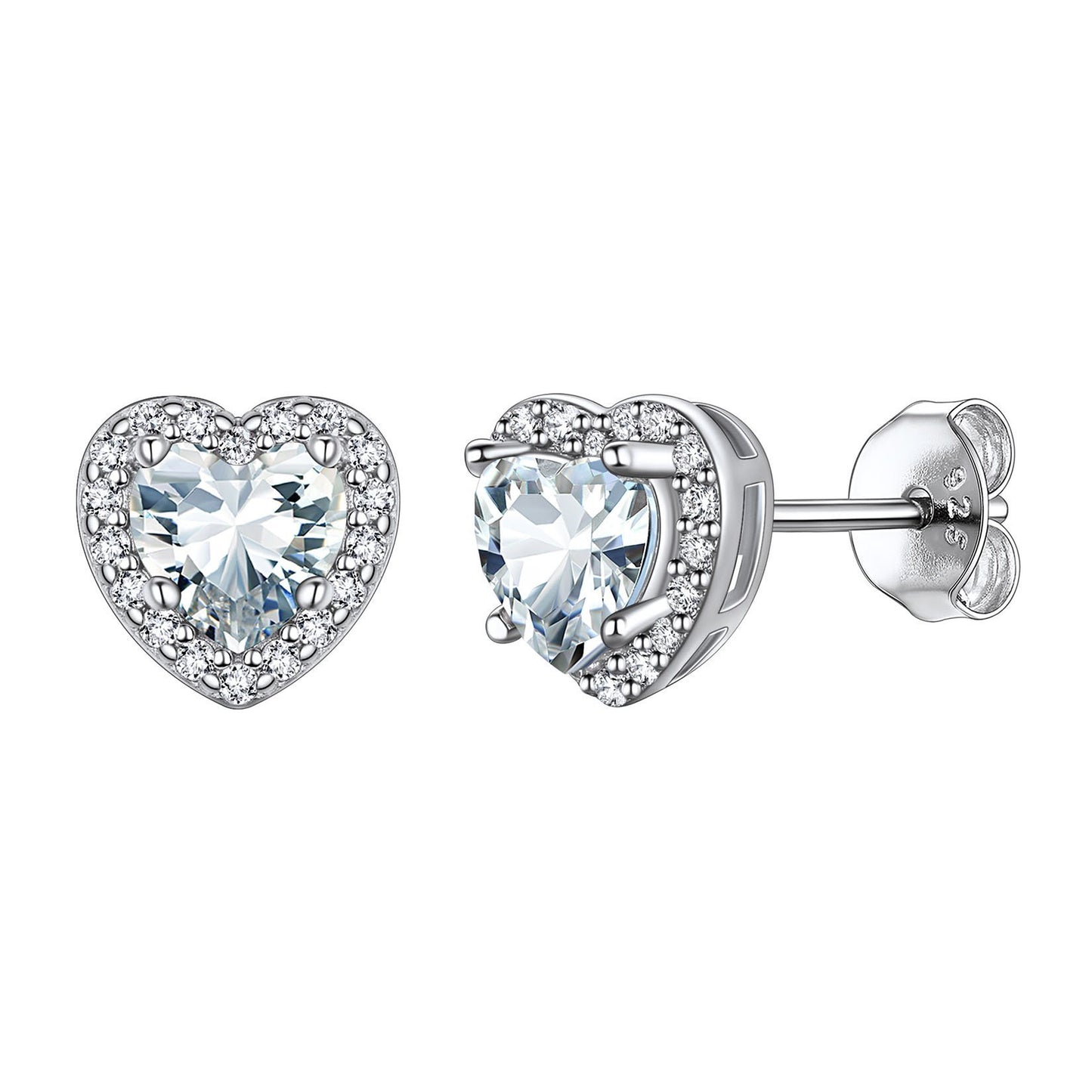 Halo Amethyst Stud Earrings Women Sterling Silver Heart February Birthstone BIRTHSTONES JEWELRY