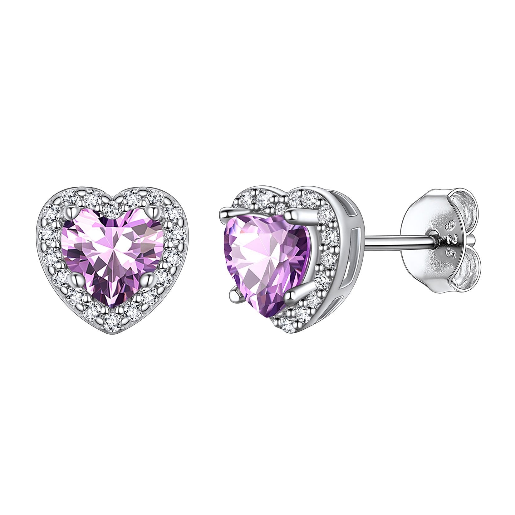 Sterling Silver Natural Amethyst & .015 CTW Natural Diamond Earrings | February 2024 Birthstone Earrings | Gift for Her