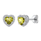 Halo Amethyst Stud Earrings Women Sterling Silver Heart February Birthstone BIRTHSTONES JEWELRY
