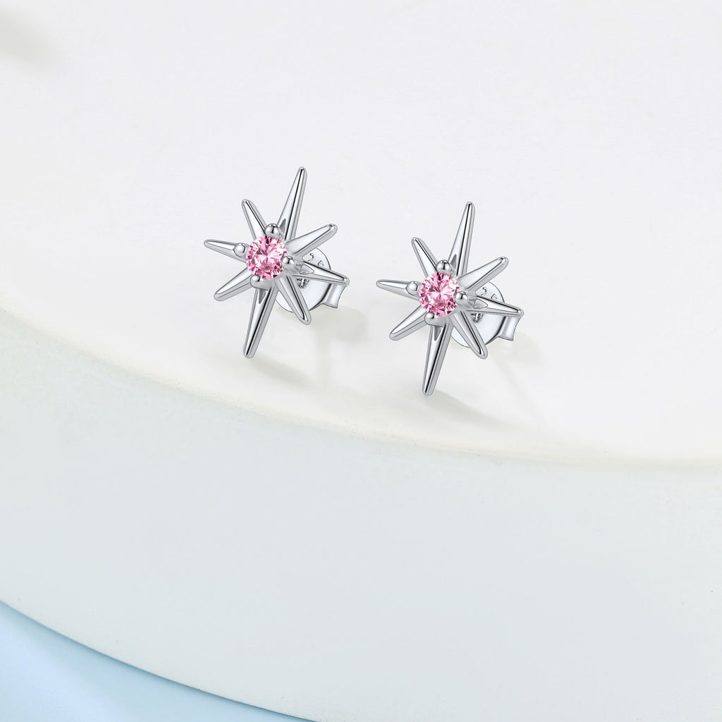 Sterling Silver North Star Stud Earrings November Birthstone For Women BIRTHSTONES JEWELRY