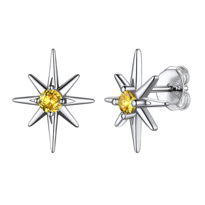 Sterling Silver North Star Stud Earrings November Birthstone For Women BIRTHSTONES JEWELRY