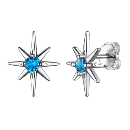 Sterling Silver North Star Stud Earrings November Birthstone For Women BIRTHSTONES JEWELRY