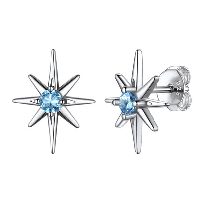 Sterling Silver North Star Stud Earrings November Birthstone For Women BIRTHSTONES JEWELRY