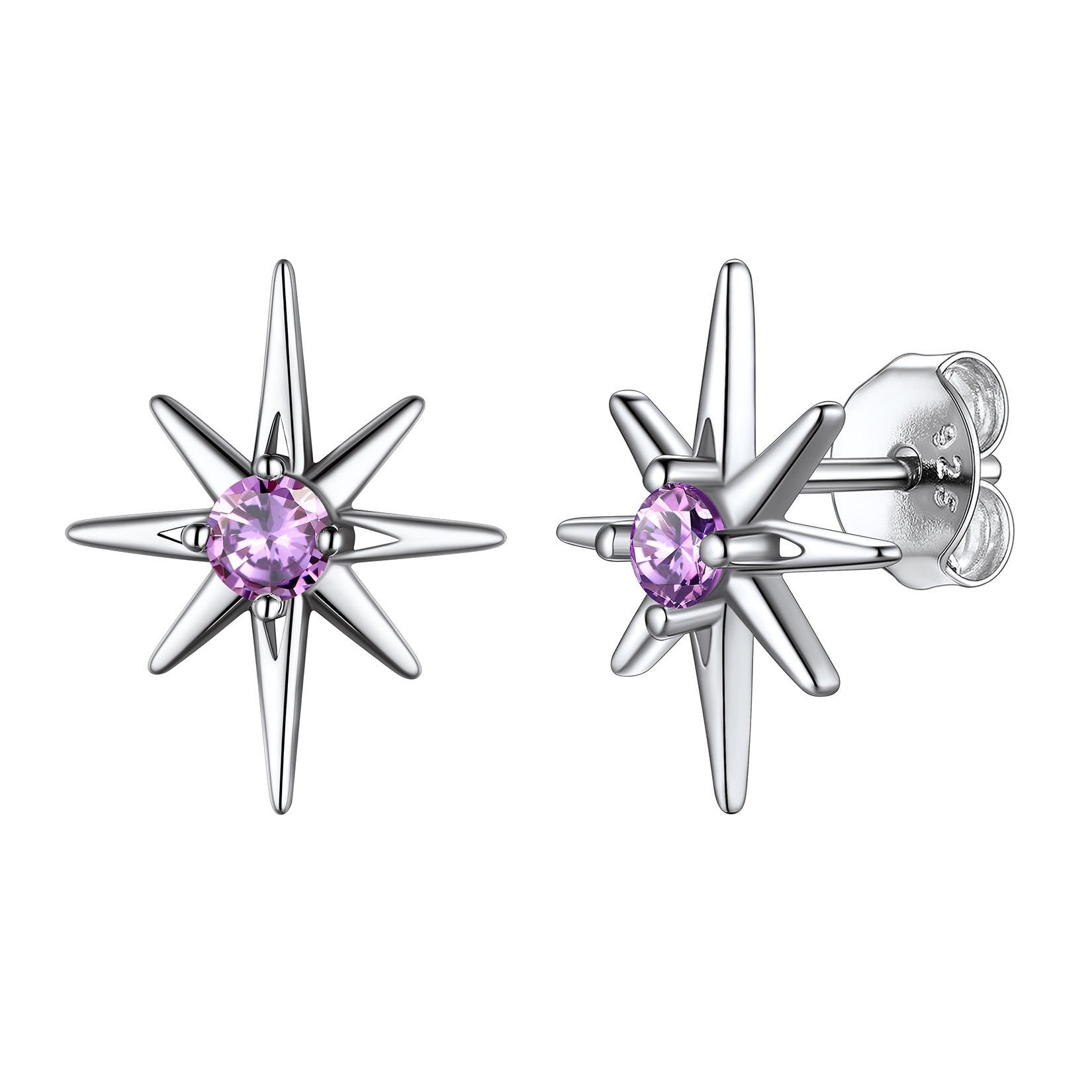Sterling Silver North Star Stud Earrings November Birthstone For Women BIRTHSTONES JEWELRY