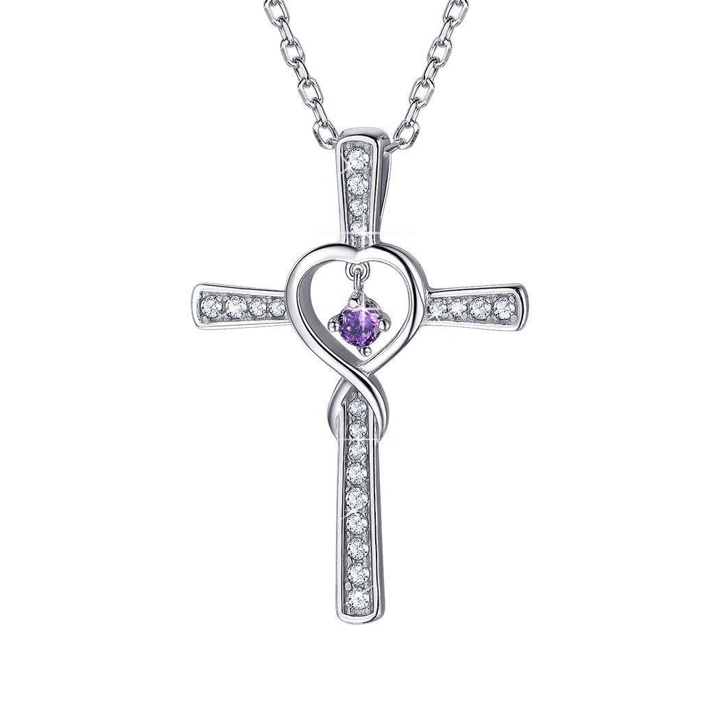 Mothers cross sale necklace with birthstones