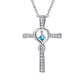 S925 Cross Necklace With October Birthstone Tourmaline For Women BIRTHSTONES JEWELRY