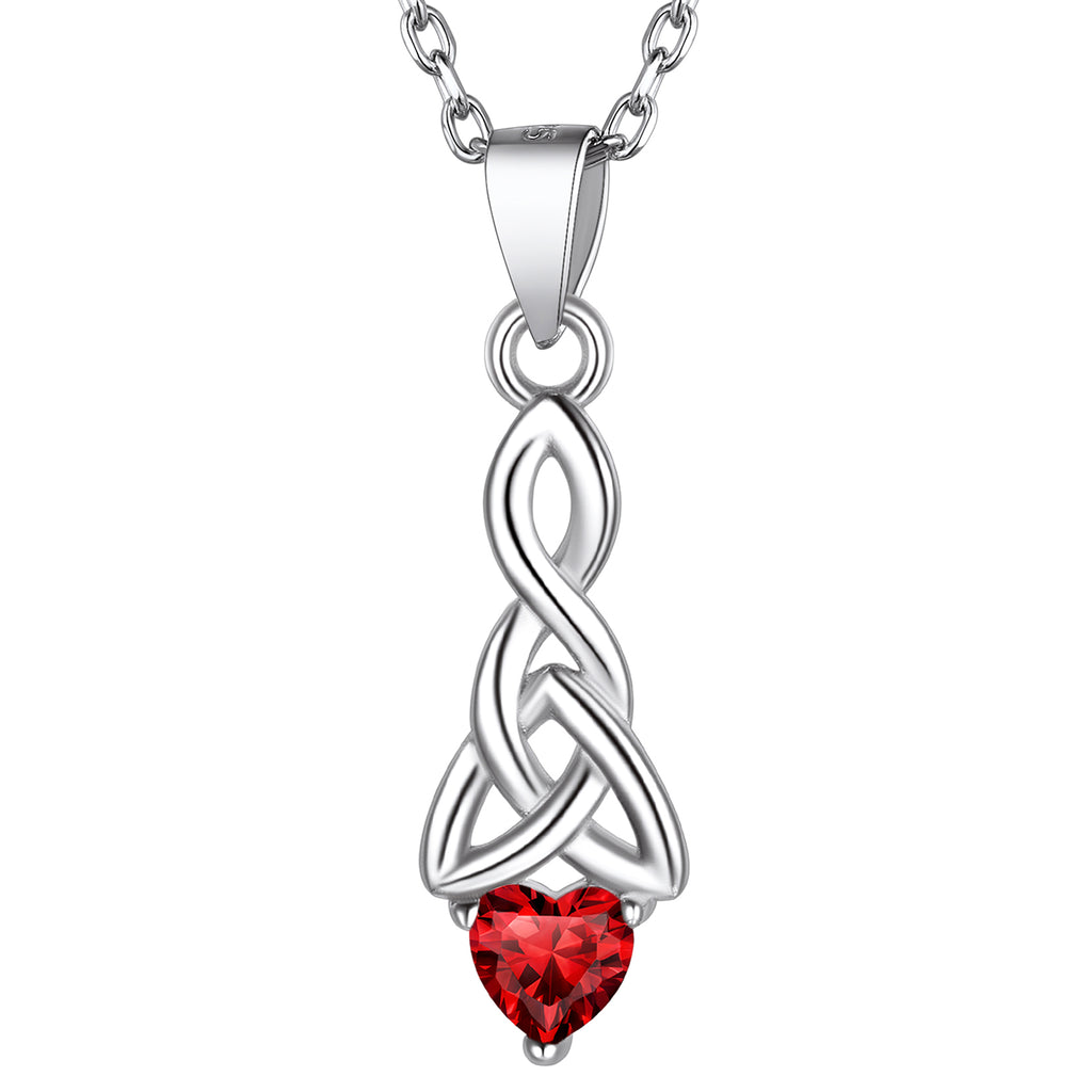 Sterling Silver Celtic Knot Necklace With April Diamond For Women BIRTHSTONES JEWELRY