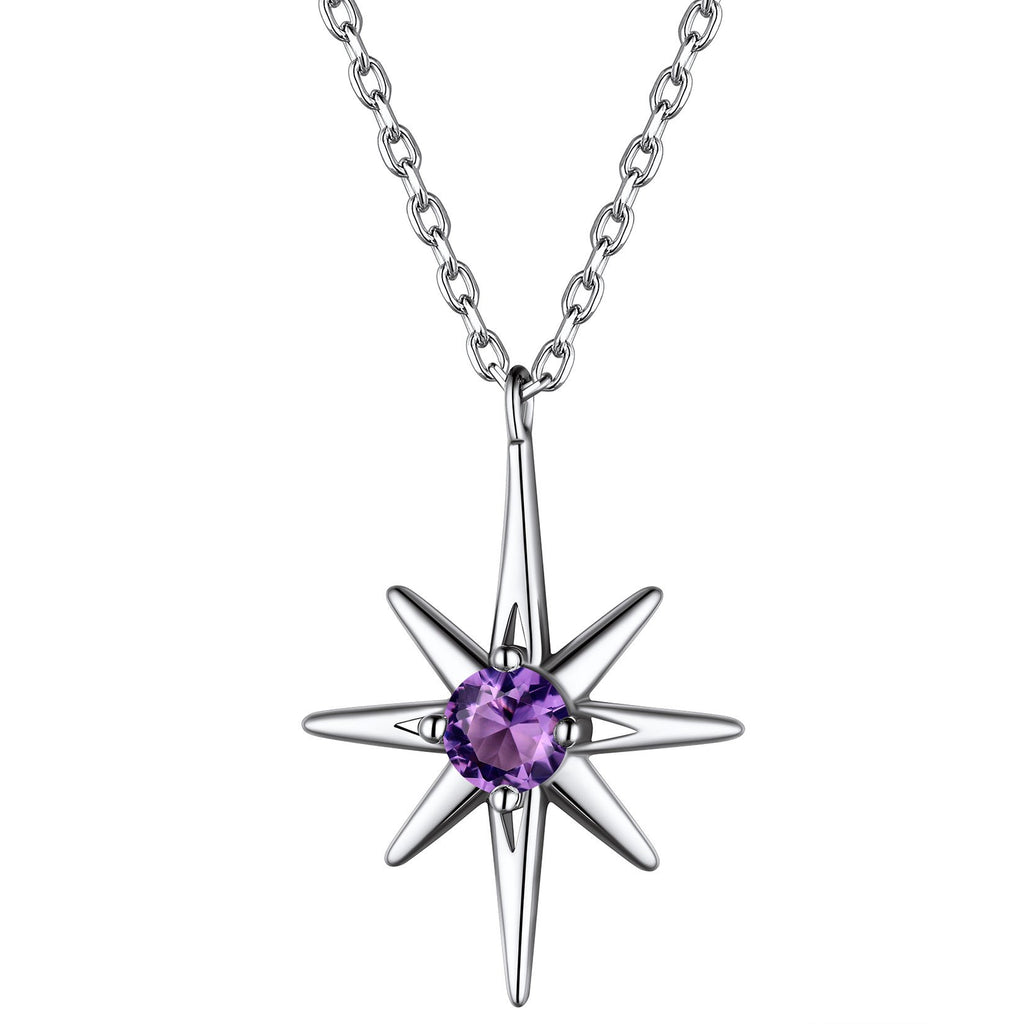 Custom Sterling Silver North Star July Birthsone Necklace for Women/Girls BIRTHSTONES JEWELRY