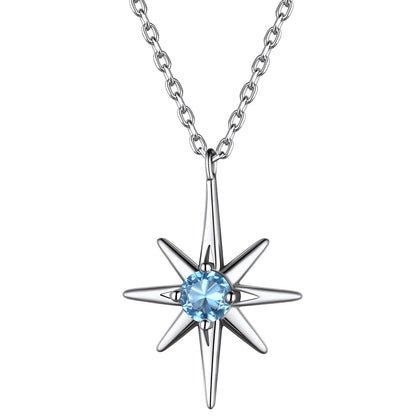 Custom Sterling Silver North Star July Birthsone Necklace for Women/Girls BIRTHSTONES JEWELRY