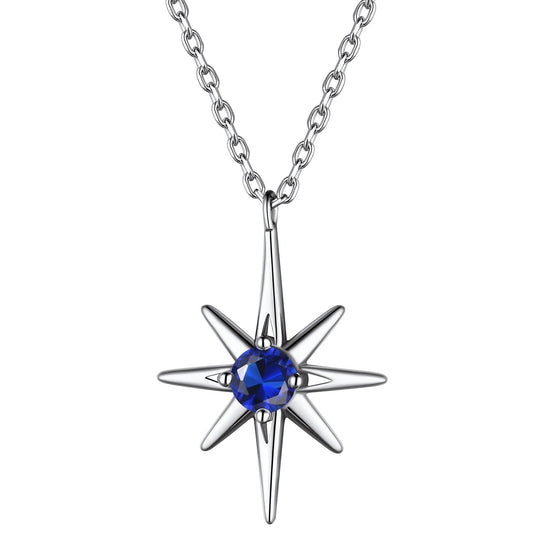 Custom Sterling Silver North Star July Birthsone Necklace for Women/Girls BIRTHSTONES JEWELRY